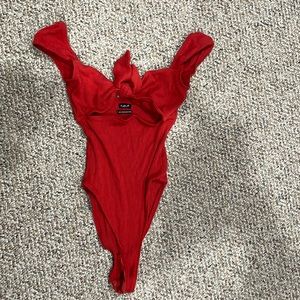 Red cutout bodysuit